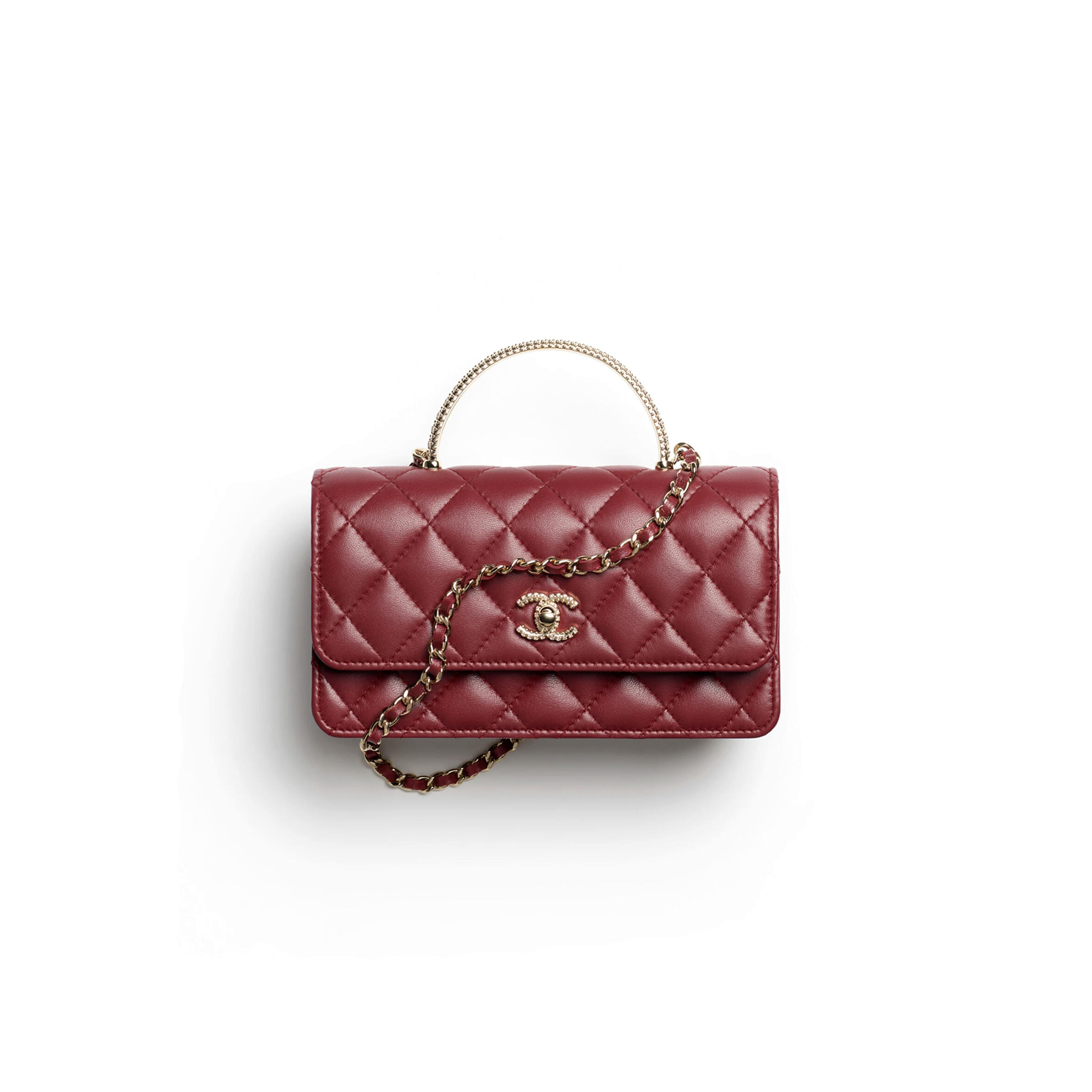 CHANEL CLUTCH WITH CHAIN LAMBSKIN, DIAMANTÉ & GOLD METAL AP4831 (21*13*6.5cm)